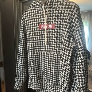 Black and White Houndstooth Hoodie